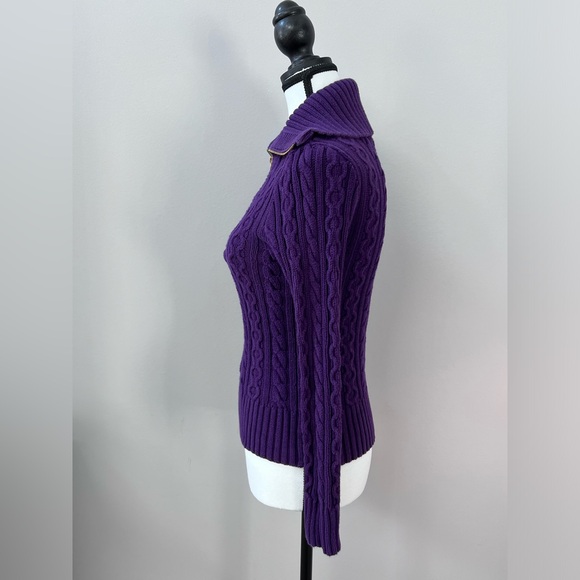 Vintage Black Label Ralph Lauren Cable Knit 1/4 Zip Sweater 100% Cotton in XS - Picture 2 of 8